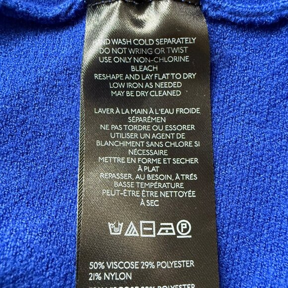 Anthropologie Size L Petite Blue Knit Long Sleeve Half Zip Sweater Mini Dress - Picture 8 of 16